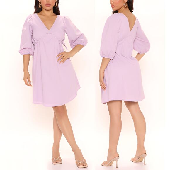 Fashion Nova Dresses & Skirts - NWT‎ Fashion Nova Preppy Beachy Shirley Linen Blend Mini Dress Size 1X Lavender